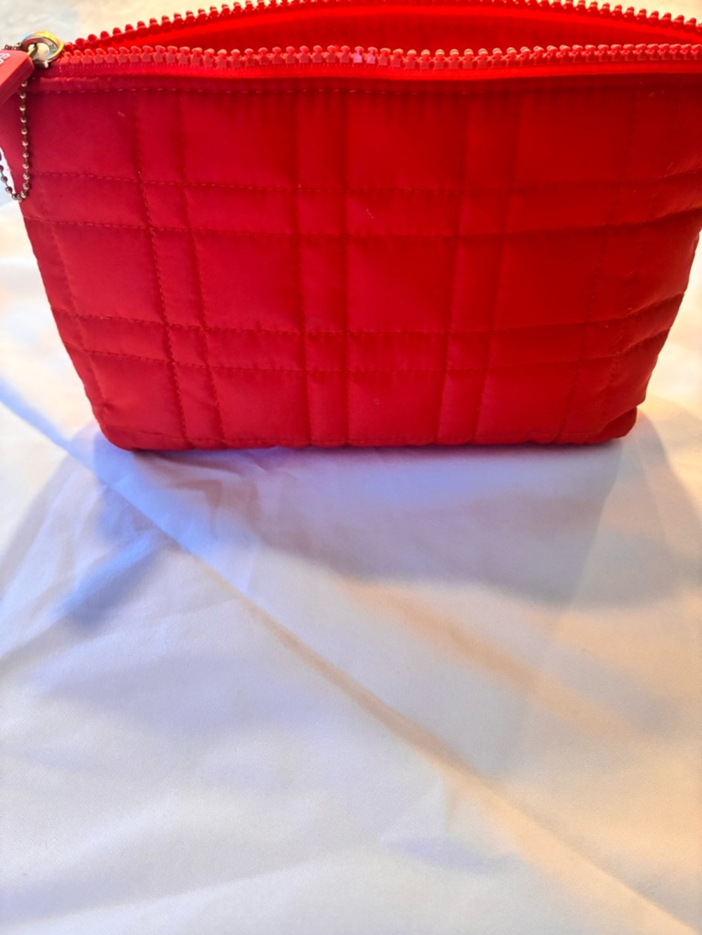 Quilted Red Women's Cosmetic Pouch